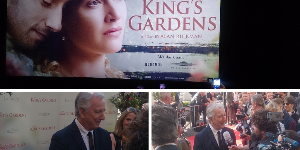 Alan Rickman tijdens promotie van zijn film A little Chaos in Den Haag