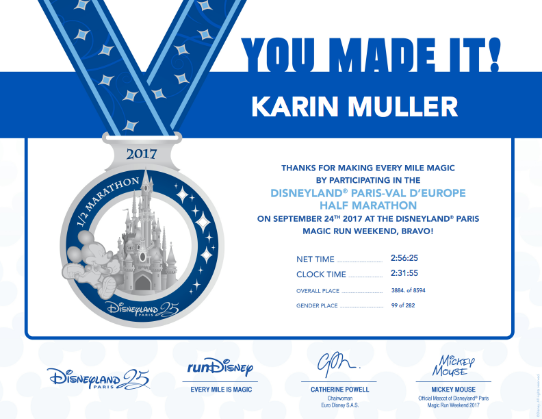 Meisjes van vijftig halve marathon Disneyland Paris september 2017